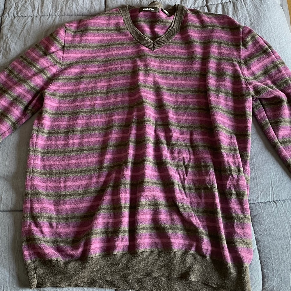Purple/gray striped Claiborne sweater